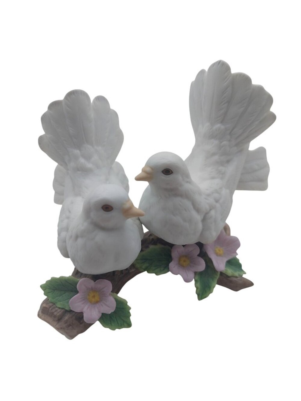 Homco Love Birds Porcelain Figurine White Doves Courtship Spring 1453 Vintage